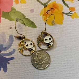 Gold Panda Hoop Earrings